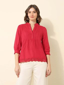 U.S. POLO ASSN. - Pintucked Schiffli Top