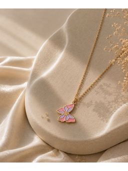 Bdiva - Gold Plated Butterfly Style Enamel Pendant Necklace