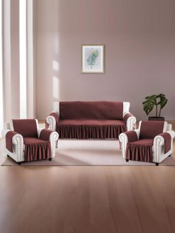 Kuber Industries - Maroon Sofa cover (Pack of 3)