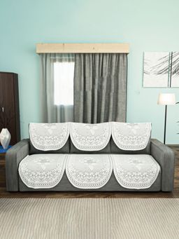 Kuber Industries - Cream Sofa cover (Pack of 6)