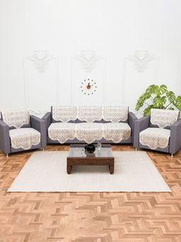 Kuber Industries - Off White Sofa cover (Pack of 10)