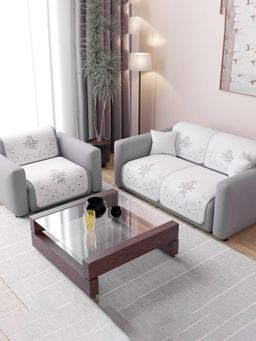Kuber Industries - Cream Sofa cover (Pack of 6)