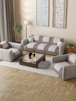 Kuber Industries - Cream Sofa cover (Pack of 10)