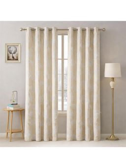 Nesterra - Window Curtain, Pearl Fog Floral Print, Polyester 200 TC (Pack of 2)