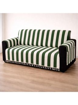House of Quirk - GREEN IKATRA Printed Sofa Cover with Side Pocket Premium Evergreen Four Seater