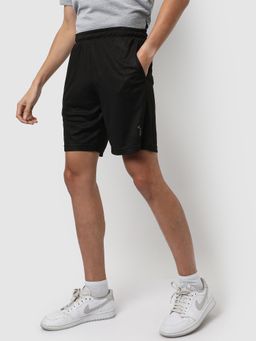 Campus Sutra - Men Jet Black Solid Regular Fit Shorts for Casual Wear