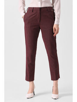 Van Heusen - Women Maroon Textured Formal Trouser