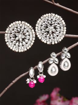 Karatcart - Set of 4 Handcrafted Kundan Earrings Combo for Women