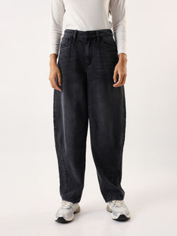 High Star - Women Black Washed Relaxed Fit High-Rise Jeans