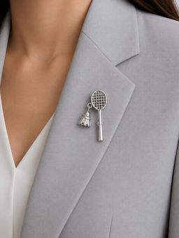 House of Pehr - Silver Plated Badminton Brooch