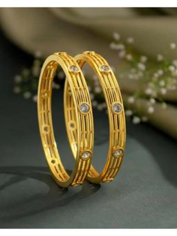 ZEVARLY - Gold-Plated American Diamond Stone-Studded Bangles