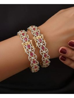ZEVARLY - American Diamond Gold Plated Bangles