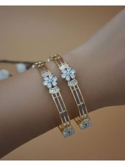 ZEVARLY - Gold Plated American Diamond Studded Bangles