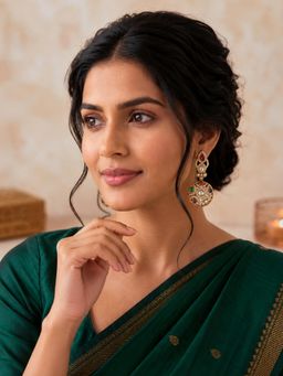 Niscka - Gold-Plated Kundan Cz and Multi-Color Dangler Earrings