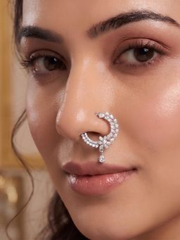 Niscka - Silver Toned American Diamond Nose Ring