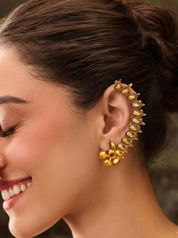 Niscka - Traditional Gold Plated Ghungroo Ear Cuff Earrings