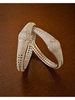 ZEVARLY - Silver-Plated American Diamond Stone Studded Bangles