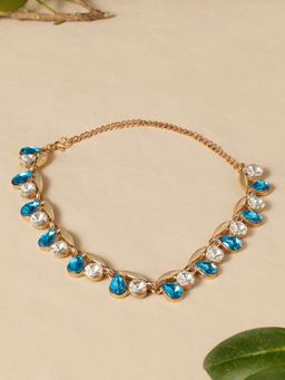 Zaveri Pearls - Turquoise Blue Dazzling Stones Embellish Party Bling Necklace