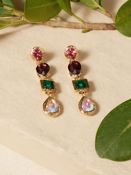 Zaveri Pearls - Multi-Color Dazzling Stones Embellish Party Bling Drop Earrings