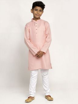 Kraft India - Pink and White Cotton Boys Kurta Pyjama (Set of 2)