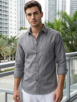 Bewakoof - Men Grey Oxford Shirt