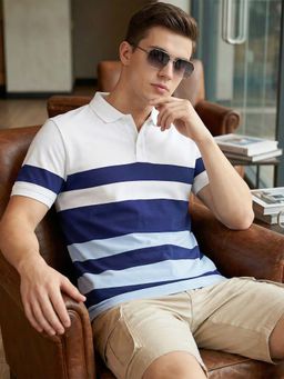 Bewakoof - White Stripes Regular Fit Polo T-Shirt