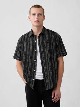 GAP - Men Black Linen Relaxed Fit Shirt