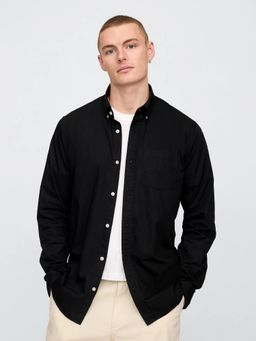 GAP - Men Black Cotton Regular Fit Shirt