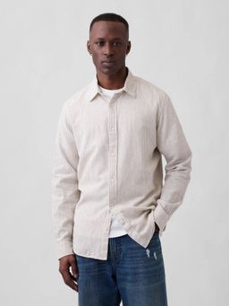 GAP - Men Beige Linen Regular Fit Shirt