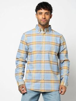 GAP - Men Blue Cotton Regular Fit Shirt