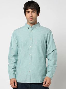GAP - Men Blue Cotton Regular Fit Shirt