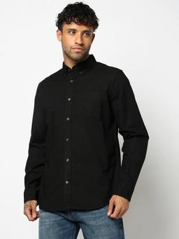 GAP - Men Black Cotton Regular Fit Shirt