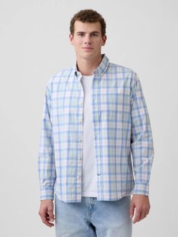 GAP - Men Blue Cotton Regular Fit Shirt