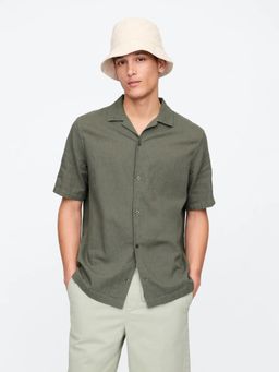 GAP - Men Olive Linen Regular Fit Shirt