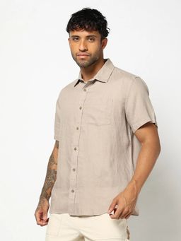 GAP - Men Brown Linen Regular Fit Shirt