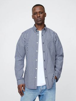 GAP - Men Navy Blue Cotton Regular Fit Shirt