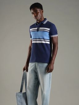 Tommy Hilfiger - Men Navy Blue Cotton Slim Fit Polo T-Shirt