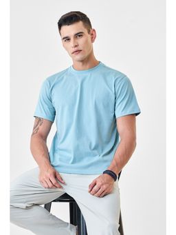 Snitch - Men Blue Cotton Regular Fit T-Shirt