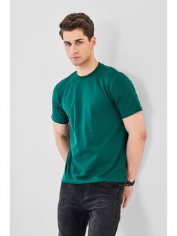 Snitch - Men Green Cotton Regular Fit T-Shirt