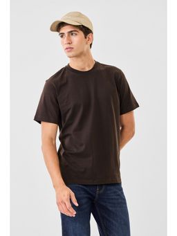 Snitch - Men Brown Cotton Regular Fit T-Shirt