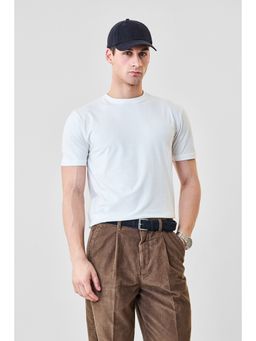 Snitch - Men White Cotton Lycra Slim Fit T-Shirt