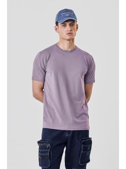 Snitch - Men Lavender Cotton Lycra Slim Fit T-Shirt