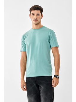 Snitch - Men Blue Cotton Lycra Slim Fit T-Shirt