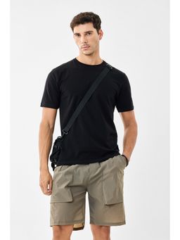 Snitch - Men Black Cotton Lycra Slim Fit T-Shirt