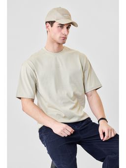 Snitch - Men Beige Cotton Oversized Fit T-Shirt