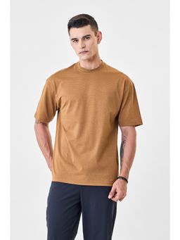 Snitch - Men Brown Cotton Oversized Fit T-Shirt