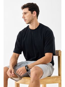 Snitch - Men Black Cotton Oversized Fit T-Shirt