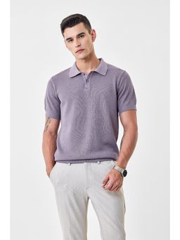 Snitch - Men Lavender Cotton Regular Fit Polo T-Shirt