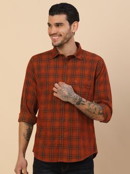 Cantabil - Men Rust Cotton Regular Fit Shirt