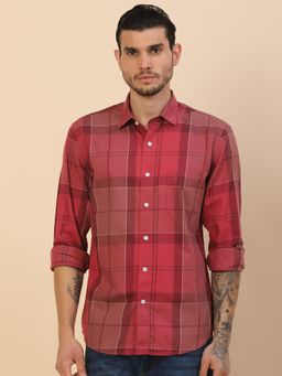 Cantabil - Men Red Cotton Regular Fit Shirt